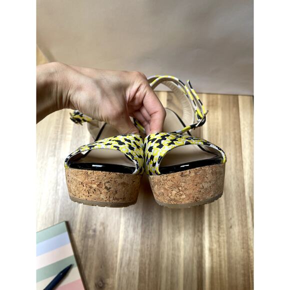 Jimmy Choo Platform Wedge Sandals Fabric Multicolor Pattern Size 37 - Picture 9 of 12